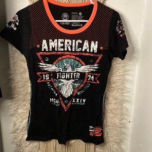 Black and pink American fighter tee
